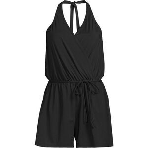 Land's End halter plus size bathing suit swimsuit soft cup romper black Various